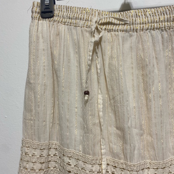 Boho Eyelet Maxi Skirt Size XL Cotton Boho Cream - Picture 3 of 7